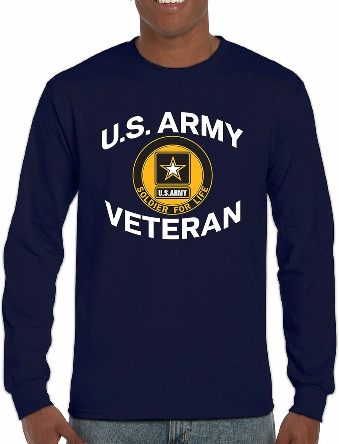 US Army Veteran Soldier for Life Long Sleeve T-Shirt Military Pride DD 214 Patriotic Armed Forces Gear Licensed