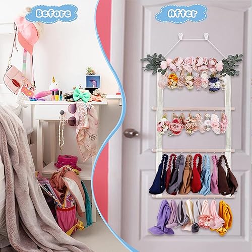 Miniatura 4 de Organizador de lazos para el cabello para niñas, organizador de accesorios para el cabello de bebé, pinzas para el cabello, almacenamiento con