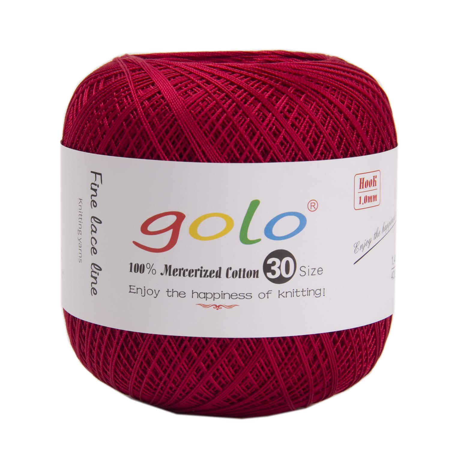 golo Crochet Thread Yarns for Hand Kniting Size 30 Light Red Yarn