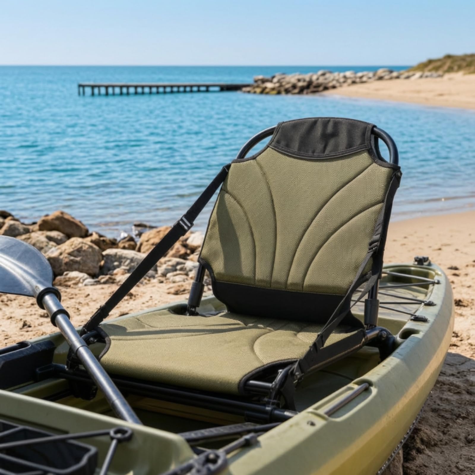 Asiento de Kayak Plegable Asiento Barco Canoe Silla Náutica Respaldo Acolchado con Malla Transpirable y Tubo de Aluminio Ajustable Plegado Fácil Adecuado para Ríos