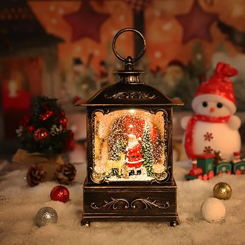 Miniatura 4 de Linterna de Navidad con globo de nieve, USB y música, linterna con bola de nieve, portátil, decoración de interiores y regalos encantadores (muñeco