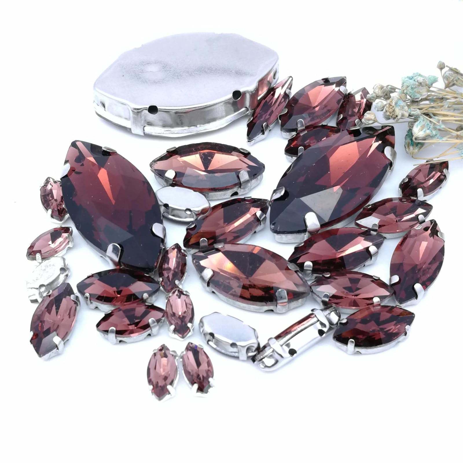 Strass blancs à coudre en verre dos plat fond argenté vêtement robe chaussure femme