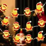 Aogist 50LED Christmas Fairy Lights - 16ft Super Bright 3D Santa Claus String Lights Battery Operated Decor for Indoor/Outdoor Party Home Bedroom Yard Windows Doors Winter Decor