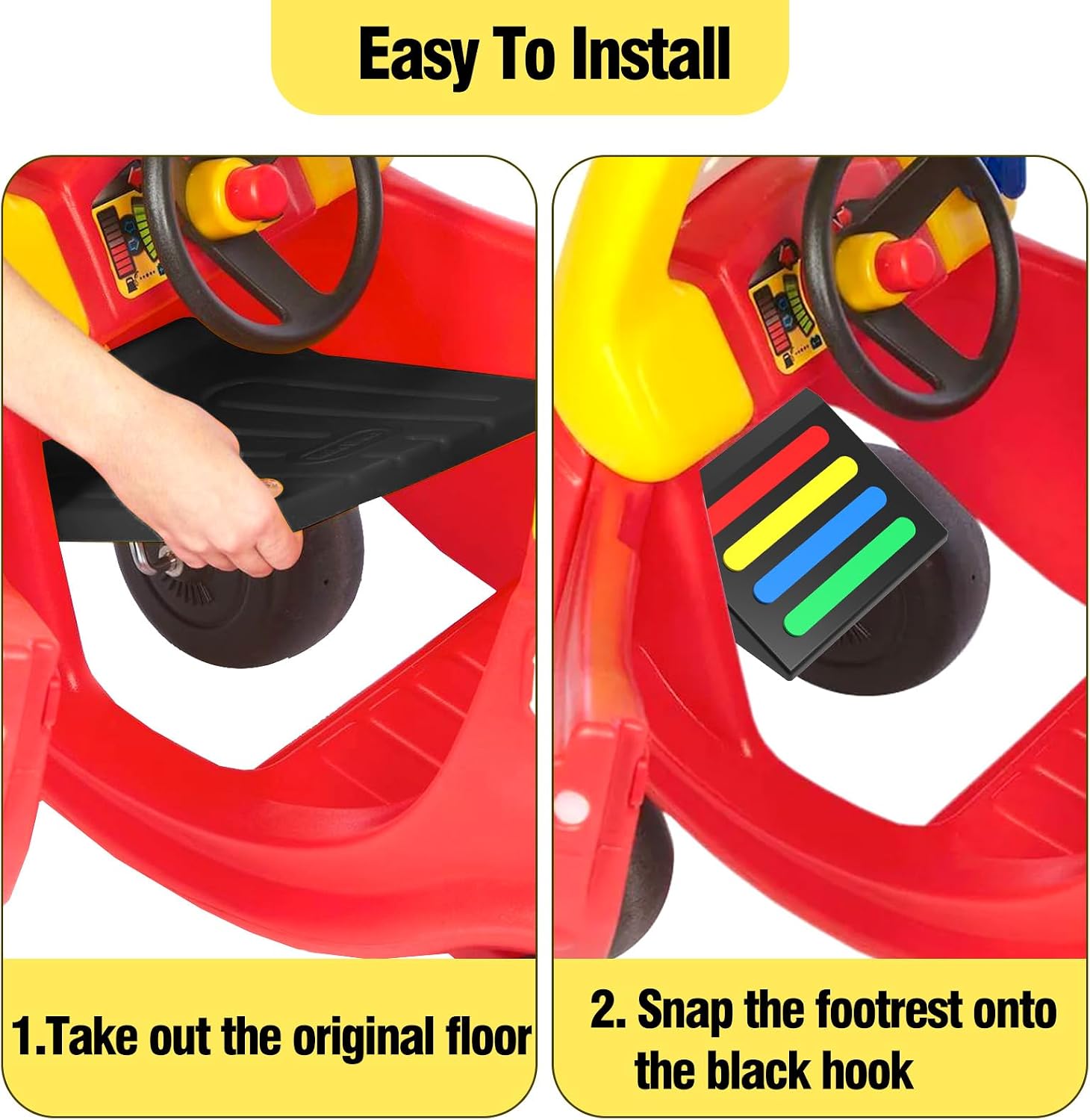 Upgrade Footrest Compatible with Cozy Coupe – Universal Durable Floorboard for Cozy Coupe Truck Ride On Car – Easy Install Accessories for Cozy Coupe Truck Ride-On Car