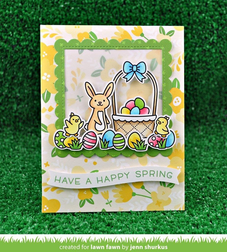 Lawn Fawn Eggstra Amazing Easter 4"x6" Clear Stamp Set and Matching Lawn Cut Dies (LF1884, LF1885), Bundle of Two Items