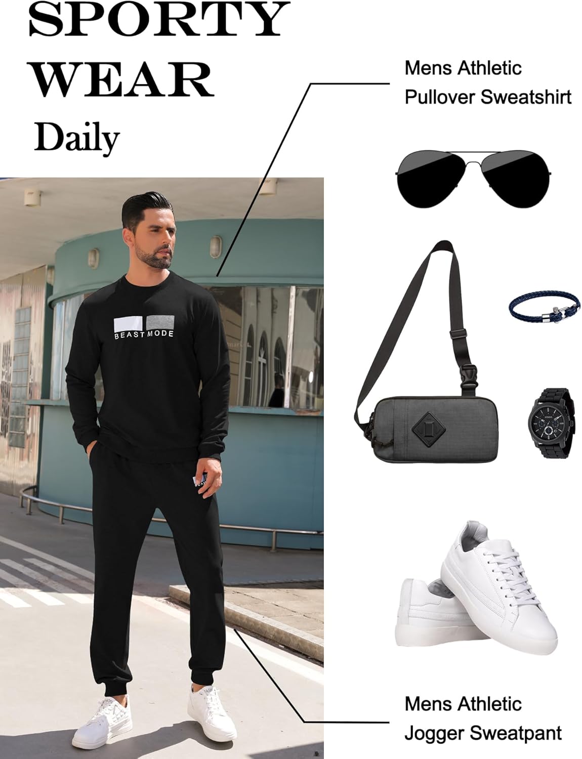 Babioboa Men's 2 Piece Outfits Long Sleeve Pullover Sweatshirt Tracksuit Jogger Sweatpants Sweatsuit Set - Image 5