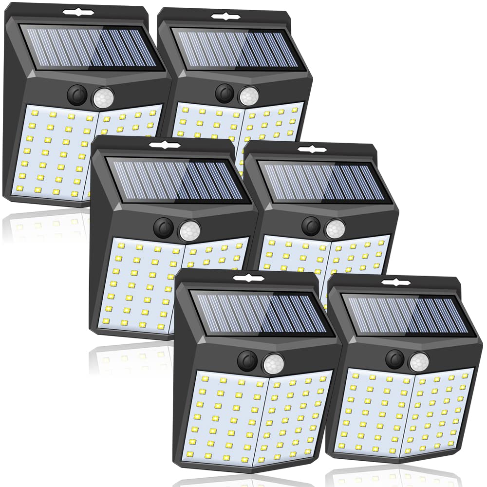 ZEEFO Luces solares al aire libre angular impermeable Luces de pared con energía solar exterior Lámparas solares con 3 modos para patio garaje puerta de valla de jardín [paquete de 6]