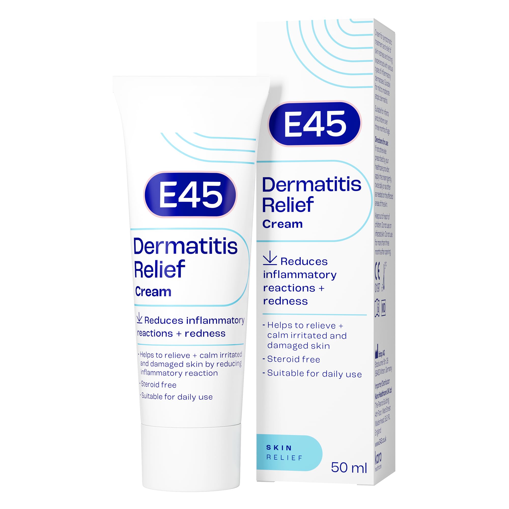 Dermatitis Cream 50 ml – E45 Cream to Treat Symptoms of Dermatitis – Dry, Itchy, Flaky Skin - Relieve Itching and Reduce Redness – Anti-Inflammatory Eczema Dermatitis Cream