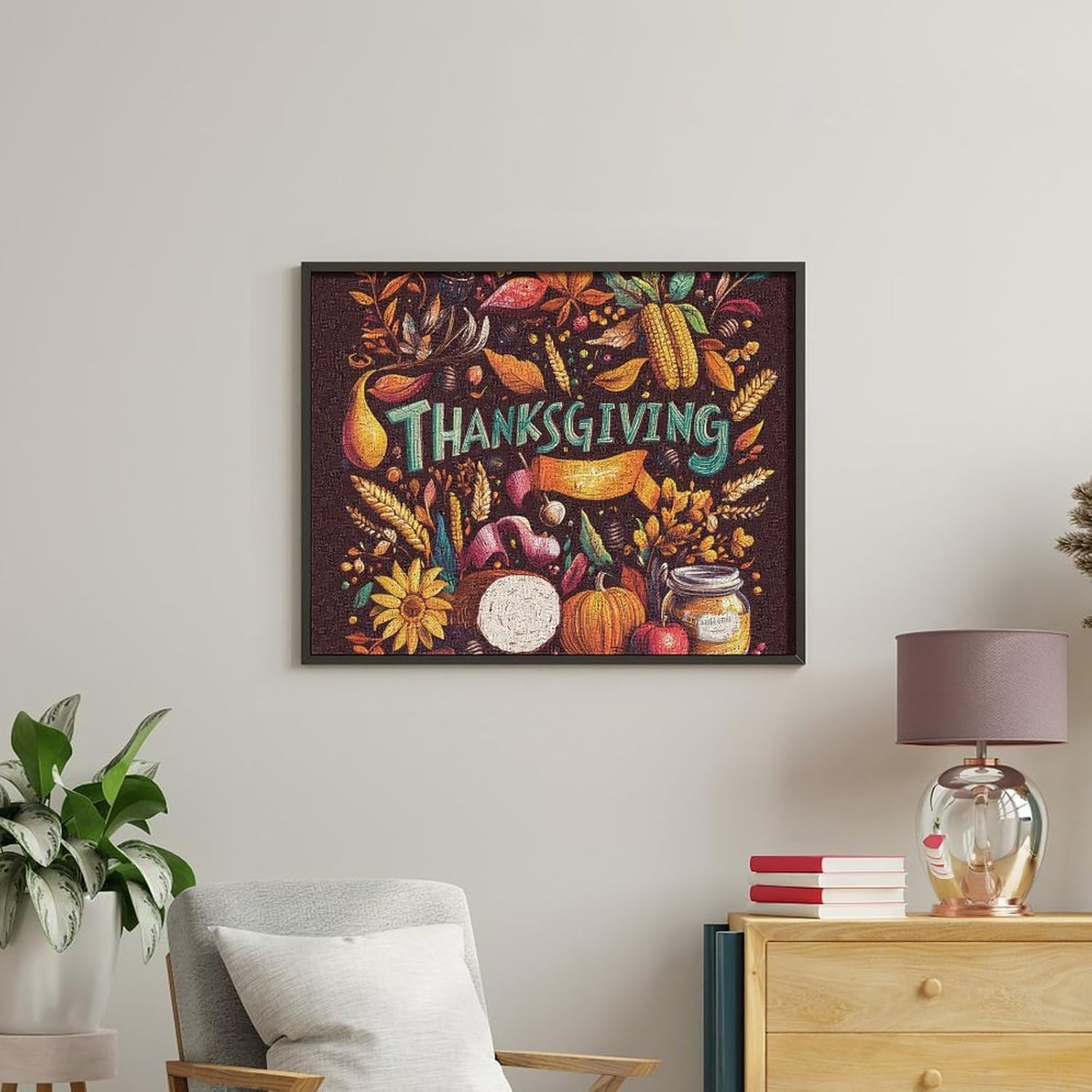 Thanksgiving Fall Farm Crops Paint by Numbers for Adults DIY Oil Painting Kit Digital Paintings on Cotton Abstract Artwork 22x18 Inch