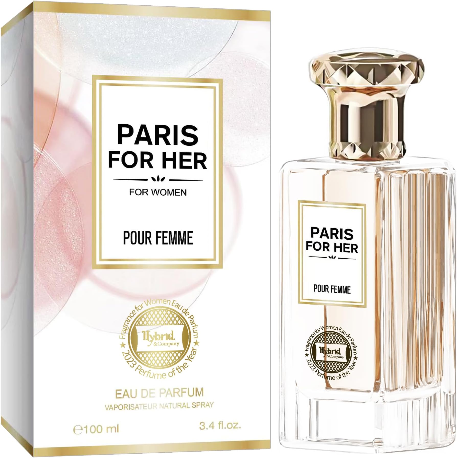Hybrid & Company Paris For Her Pour Femme Eau De Parfum Natural Spray Vaporisateur,3.4FL.OZ