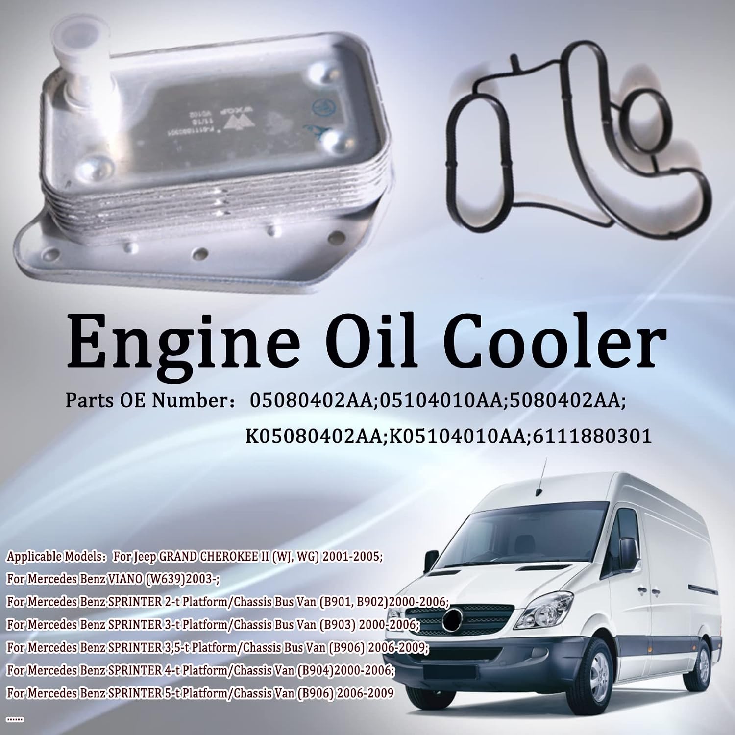 Engine Oil Cooler for Mercedes Benz Dodge Sprinter 901 902 903 904 906 Freightliner Sprinter 2500 3500 6111880301 6121880101 6461880301
