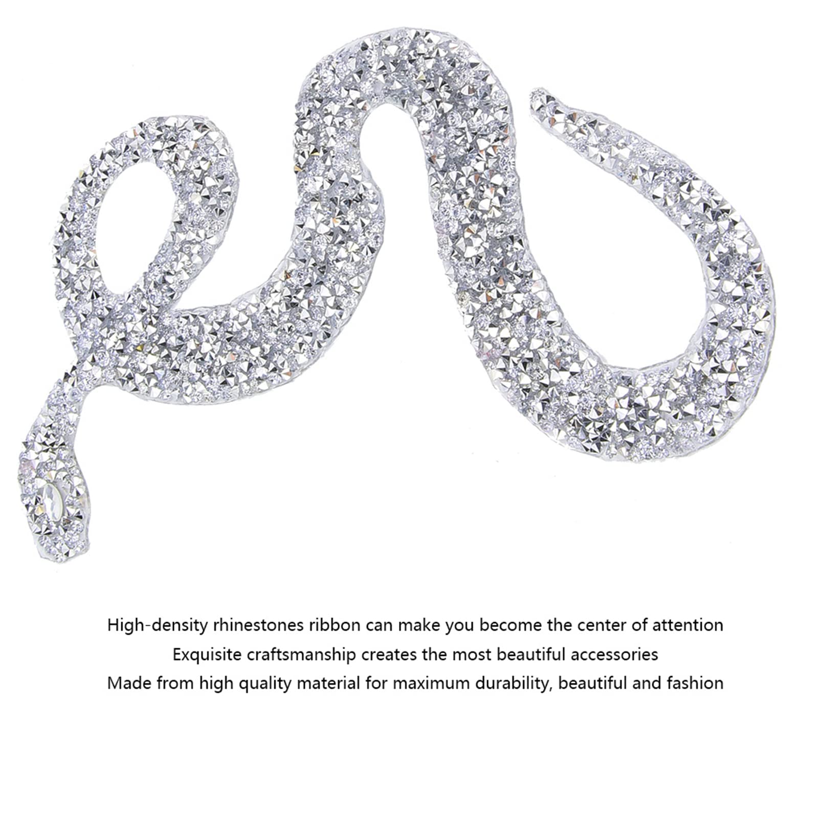 LetCart 5 pezzi Strass a Forma di Serpente Applique Strass Scintillanti a Forma Trim Ribbon Mesh Wrap Toppe di Cristallo Hot Fix Accessori di Abbigliamento Fai da Te Applique (Argento