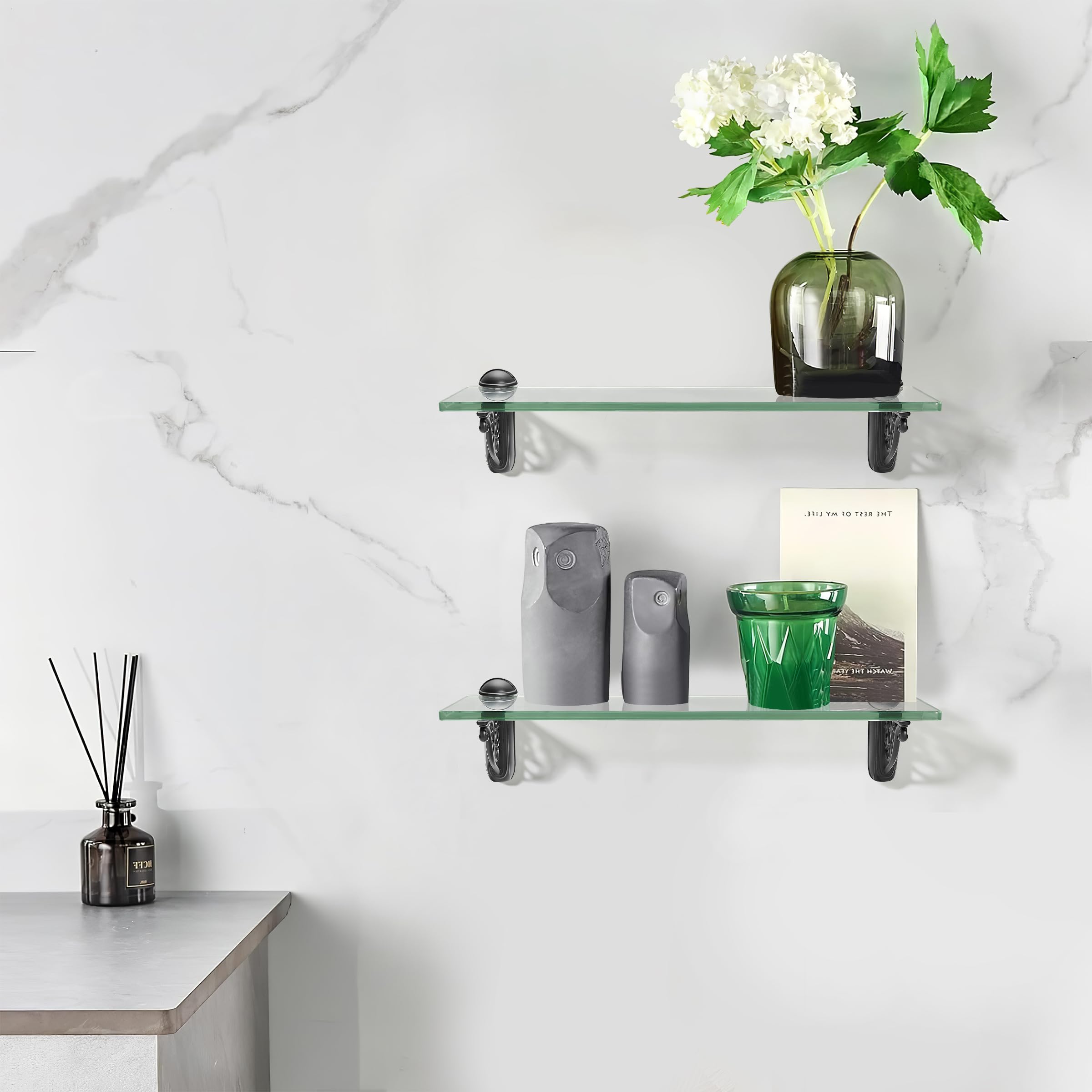 KHTUMEWARE-245MB+23.6BL Matte Black Shelf Brackets 24 in (610 mm) in Matte Black — KHTUMEWARE