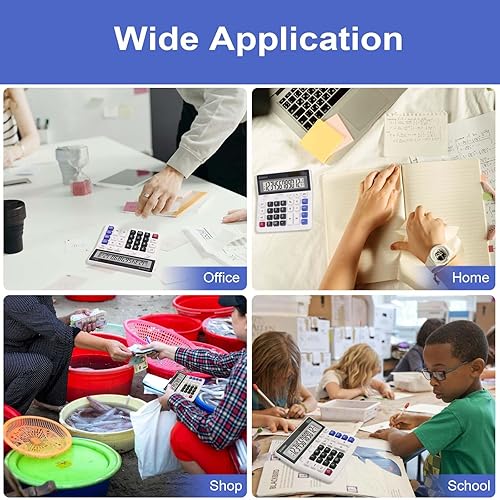 Miniatura 7 de Comix Calculadora de escritorio, pantalla LCD grande de 12 dígitos y teclas de computadora grandes, batería solar de doble alimentación, calculadora