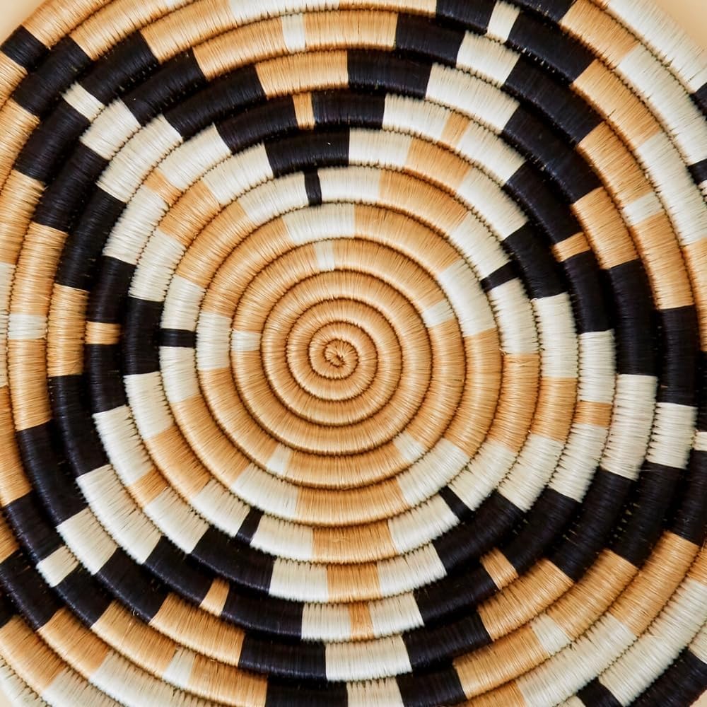 Trivet Set for Hot Dishes, Pots and Pans, Heat Resistant Hot Pads for Kitchen Countertop and Table, 8" Wide, Boho Decor, Woven Wicker, Black Star