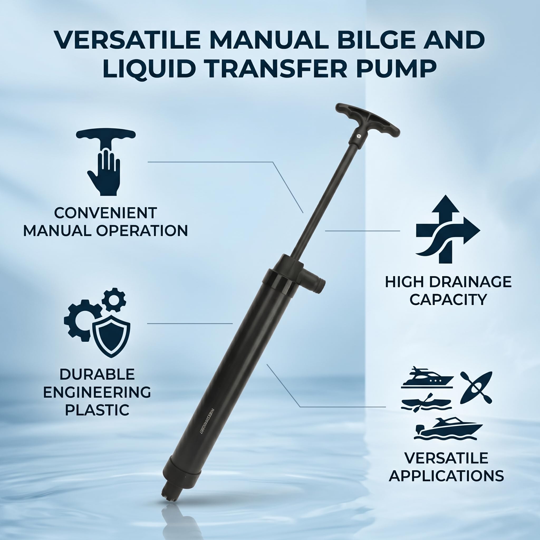 Manuelle Bilgenpumpe, Tragbare Handwasserpumpe für Yachten, Fischerboote, Schnellboote (BLACK)