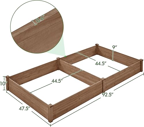 Miniatura 3 de Yaheetech 8×4ft Wooden Horticulture Raised Garden Bed Divisible Elevated Planting Planter Box for Flowers/Vegetables/Herbs in Backyard/Patio Marrón