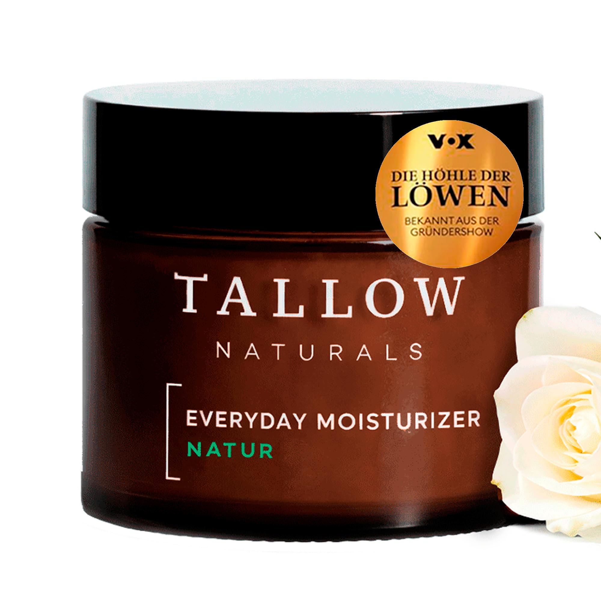 TALLOW Naturals Everyday Moisturizer Natur – BEKANNT AUS DER HÖHLE DER LÖWEN - Rindertalg Creme mit Jojobaöl, Bio Beef Tallow Skincare, Tagescreme aus Deutschland von grasgefütterten Rindern (50ml)