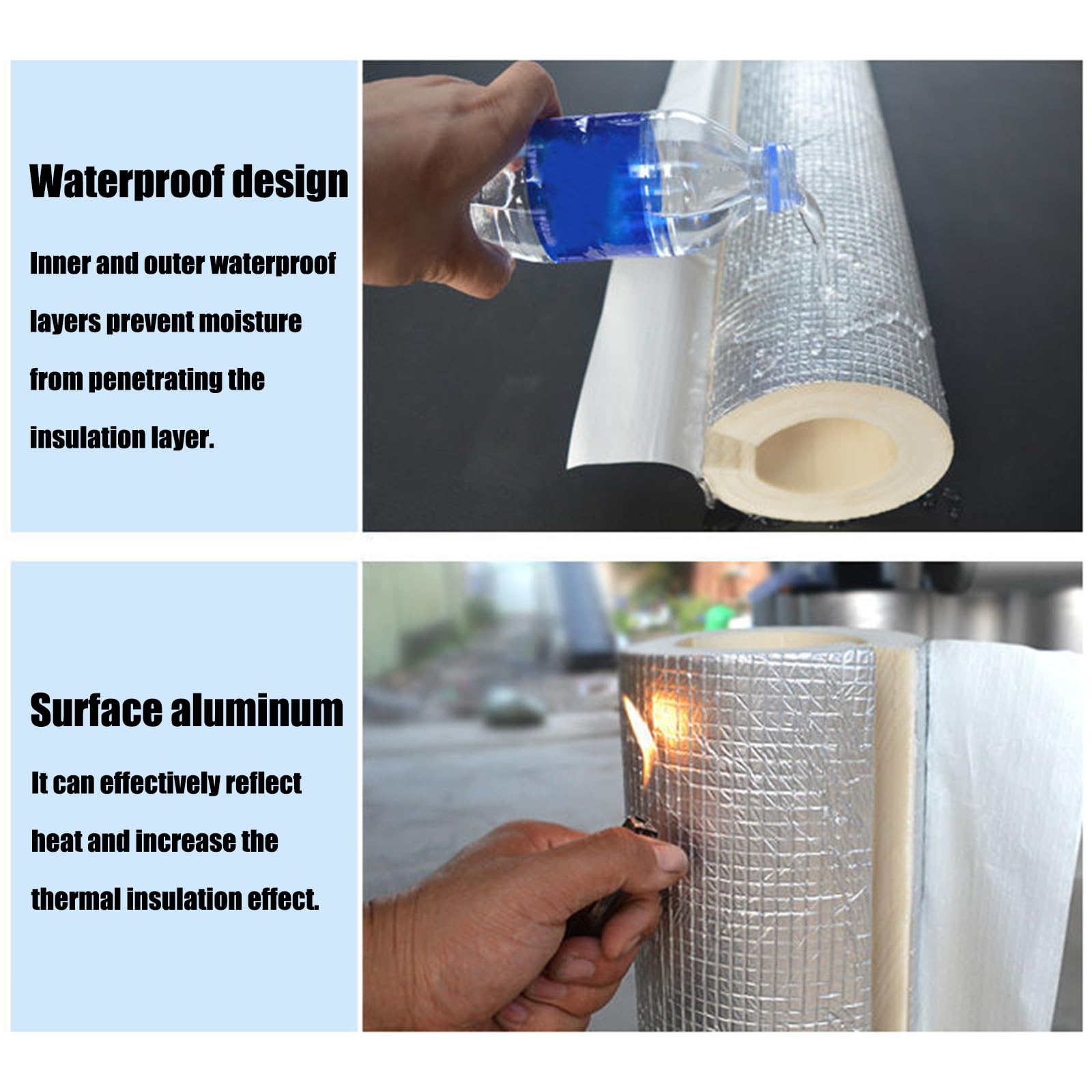 Aislamiento De Espuma para TuberíA,Coquilla Aislante De Papel Aluminio Autoadhesivo,Firmemente Adherido,Adecuado para El Aislamiento De Conductos De Aire Acondicionado