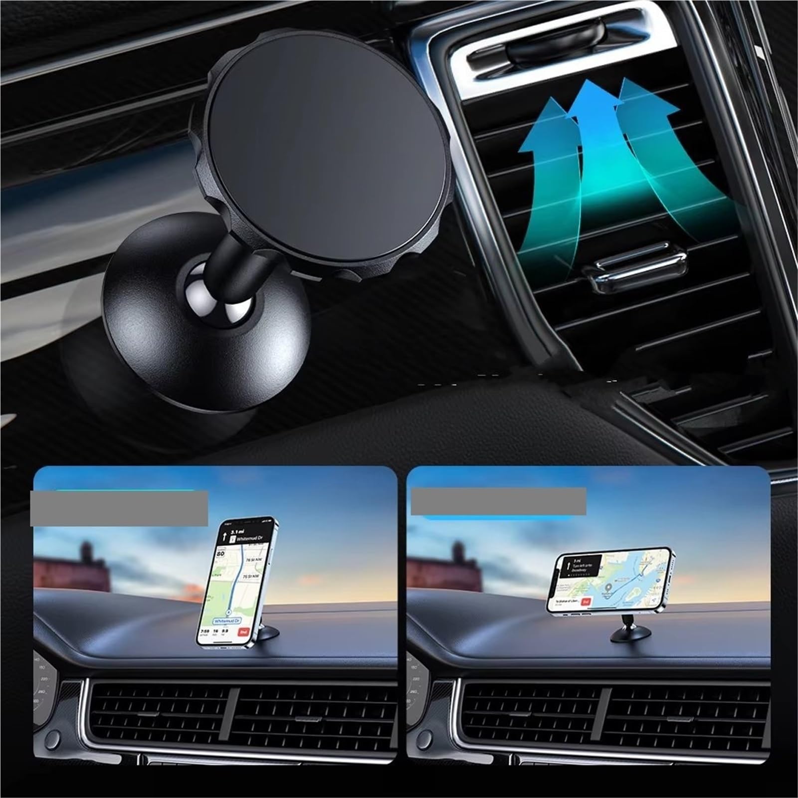 para iPhone 12 para Pro para MAX Stand Soporte Magnético Teléfono Coche Soporte Magnético Teléfono Celular Magnético Soporte Móvil Coche(Silver)