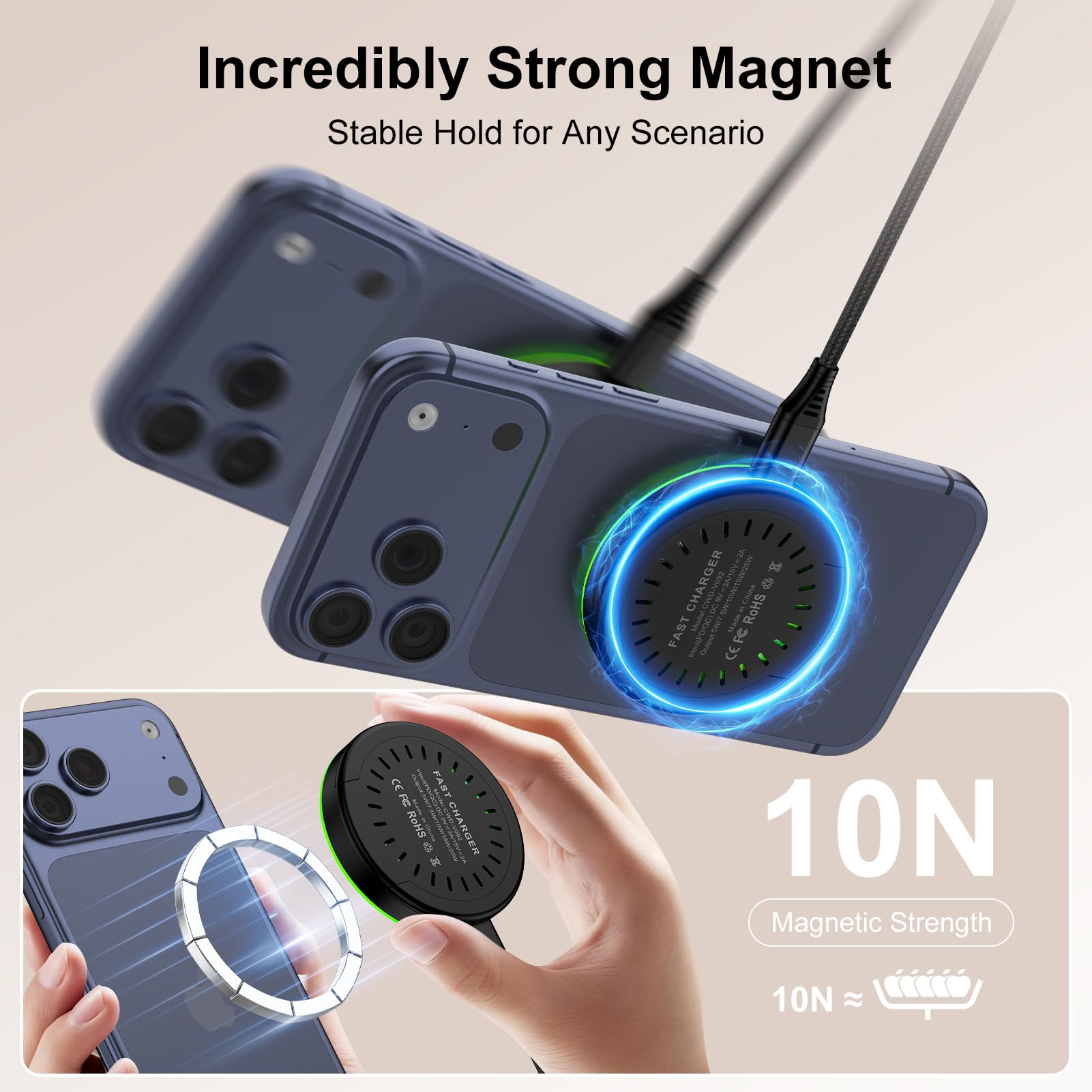 Cargador inalámbrico magnético de 25 W Android de carga rápida para Samsung Galaxy S26 Ultra/S25 Ultra/S24 FE/S23/S22/Z Fold Z Flip 7, 2 unidades de estación de carga inalámbrica para Google Pixel 10