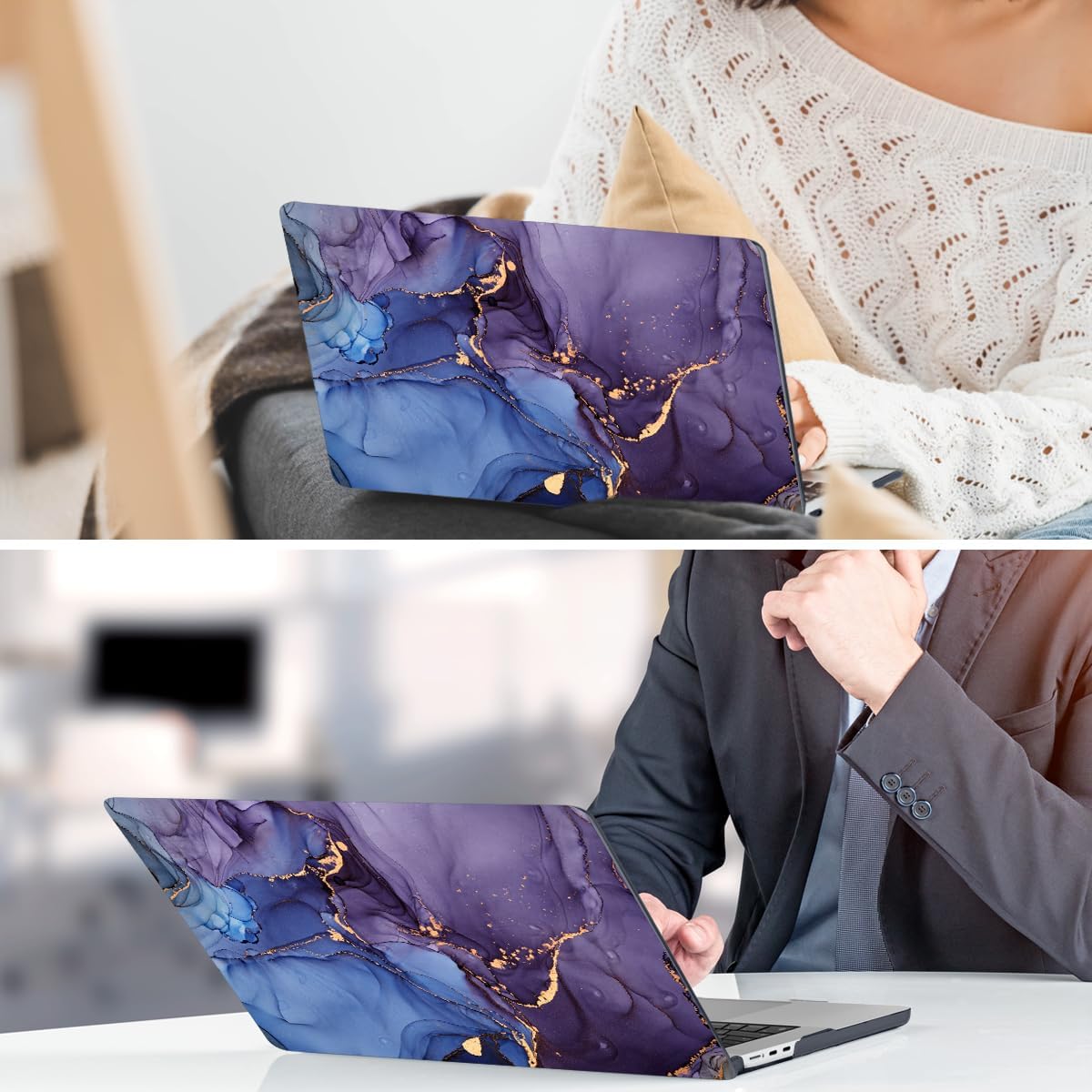 DONGKE Compatible with M5 MacBook Air 15 inch Case 2026 2025-2023 A3448 A3241 A3114 A2941 M4 M3 M2 Liquid Retina Display Touch ID, Protective Hard Shell Cover & Keyboard Skin - Alcohol Ink Art
