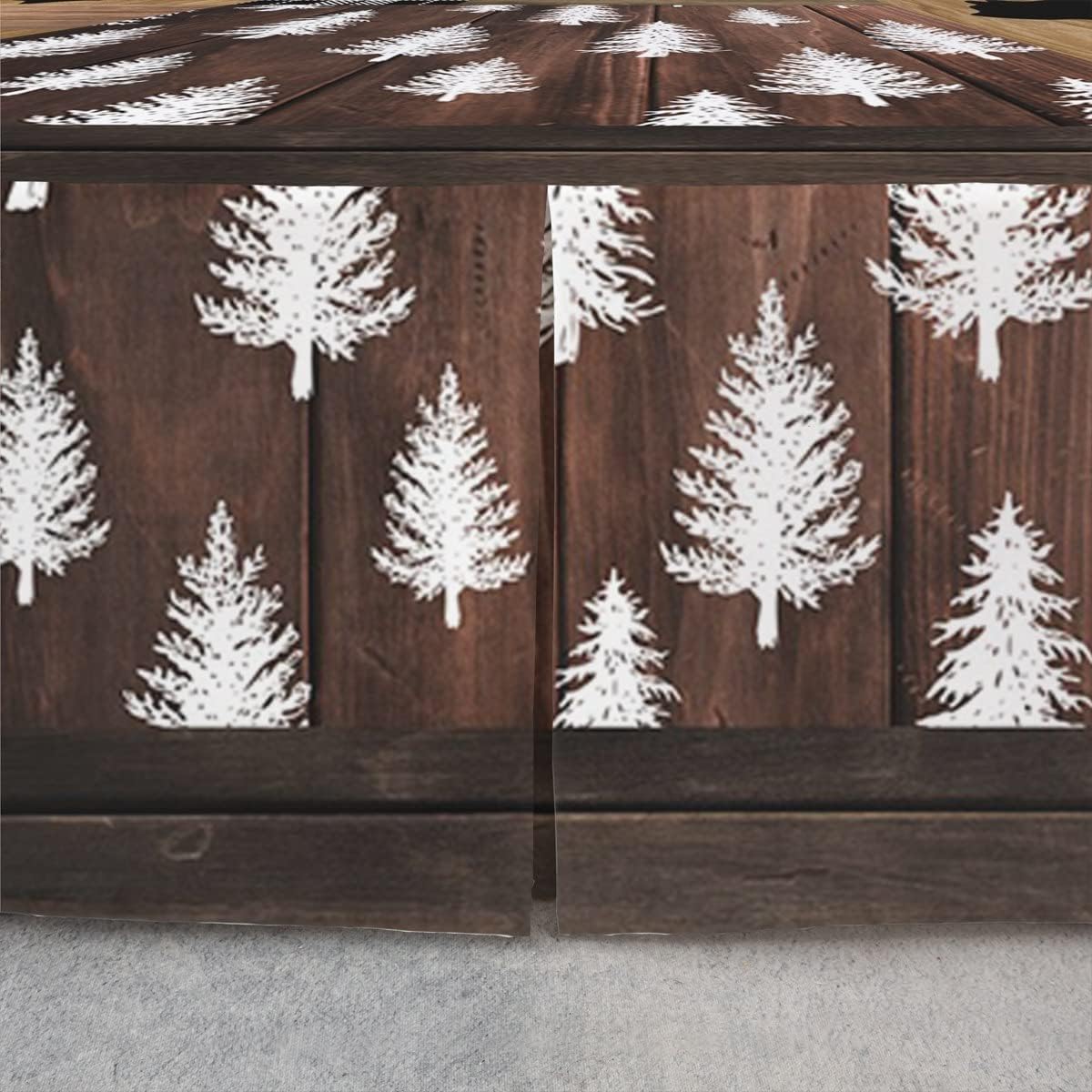 Retro Cabin Bed Skirt with Split Corners, Rustic Adventure Bear Deer Bed Skirts Hunting Wildlife Wild Animal Bedskirt Plaid Lodge Farmhouse Bedding Western Country Decor + 2 Pillow Cases, Queen Size