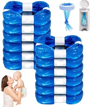 Nappy Bin Refill,12 Pack Diaper Bin Pail Disposal Bags 4.5m, Nappy Bags compatible with Tommee Tippee, Litter Genie, Diaper Genie, Angelcare, Twist & Click and Cat Litter Disposal Buckets