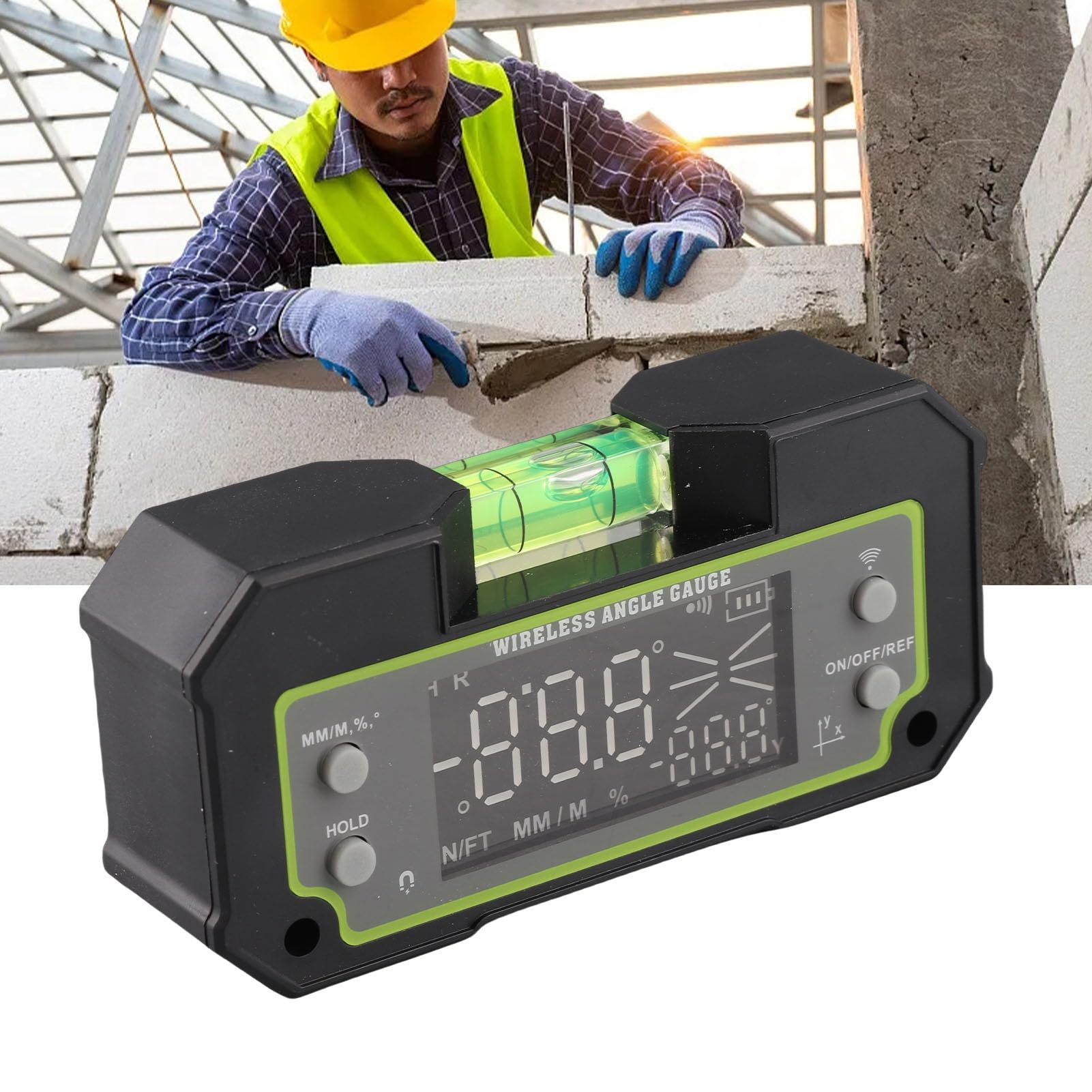 Medidor de ángulo Digital con Bluetooth, Inclinómetro de Dos Ejes Pantalla LCD de Adsorción Magnética Buscador de ángulo Electrónico con Manual de Usuario