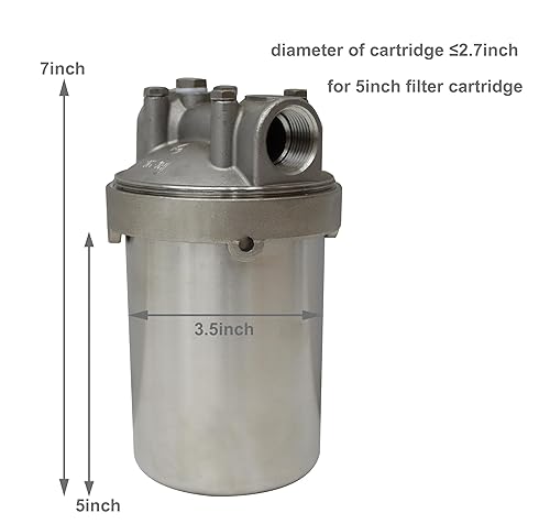 Miniatura 8 de TECHTONGDA Carcasa de filtro para sistema de filtración de agua Acero inoxidable 1 pulgada NPT para 20 pulgadas Cartucho de filtro largo 72psi