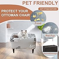 Vista 4 de Eco-Ancheng Funda elástica para silla, funda otomana rectangular de almacenamiento, funda otomana para reposapiés, fundas otomanas para taburete