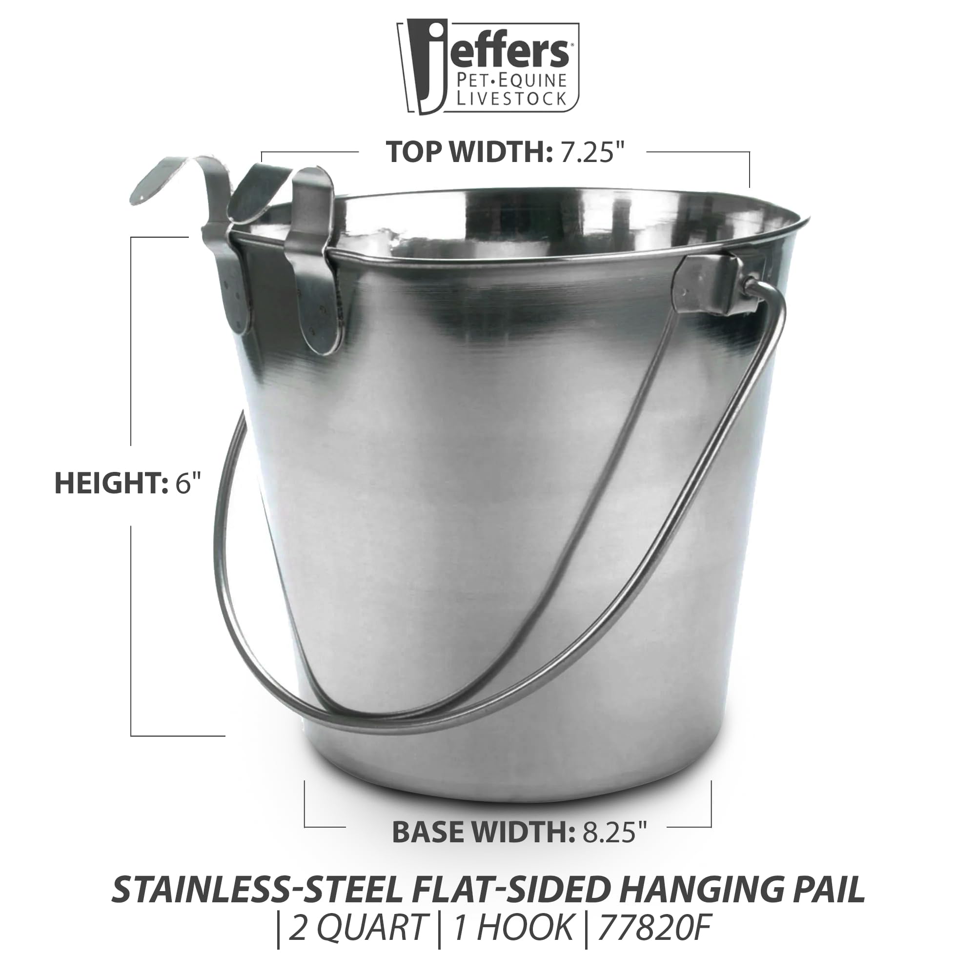 Amazon.com: Jeffers Flat Sided Stainless Steel Pails with Handle