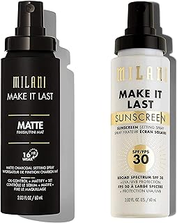 Milani Make it Last Charcoal Matte Setting Spray & Milani Make It Last Sunscreen Setting Spray with SPF30