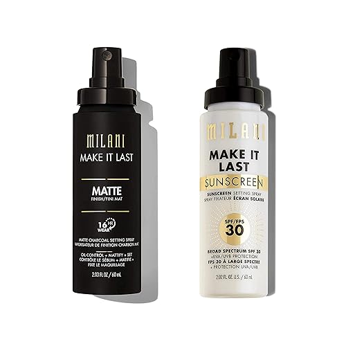 Milani Make it Last Spray de ajuste mate de carbón y Milani Make It Last Spray de ajuste de protector solar con SPF30