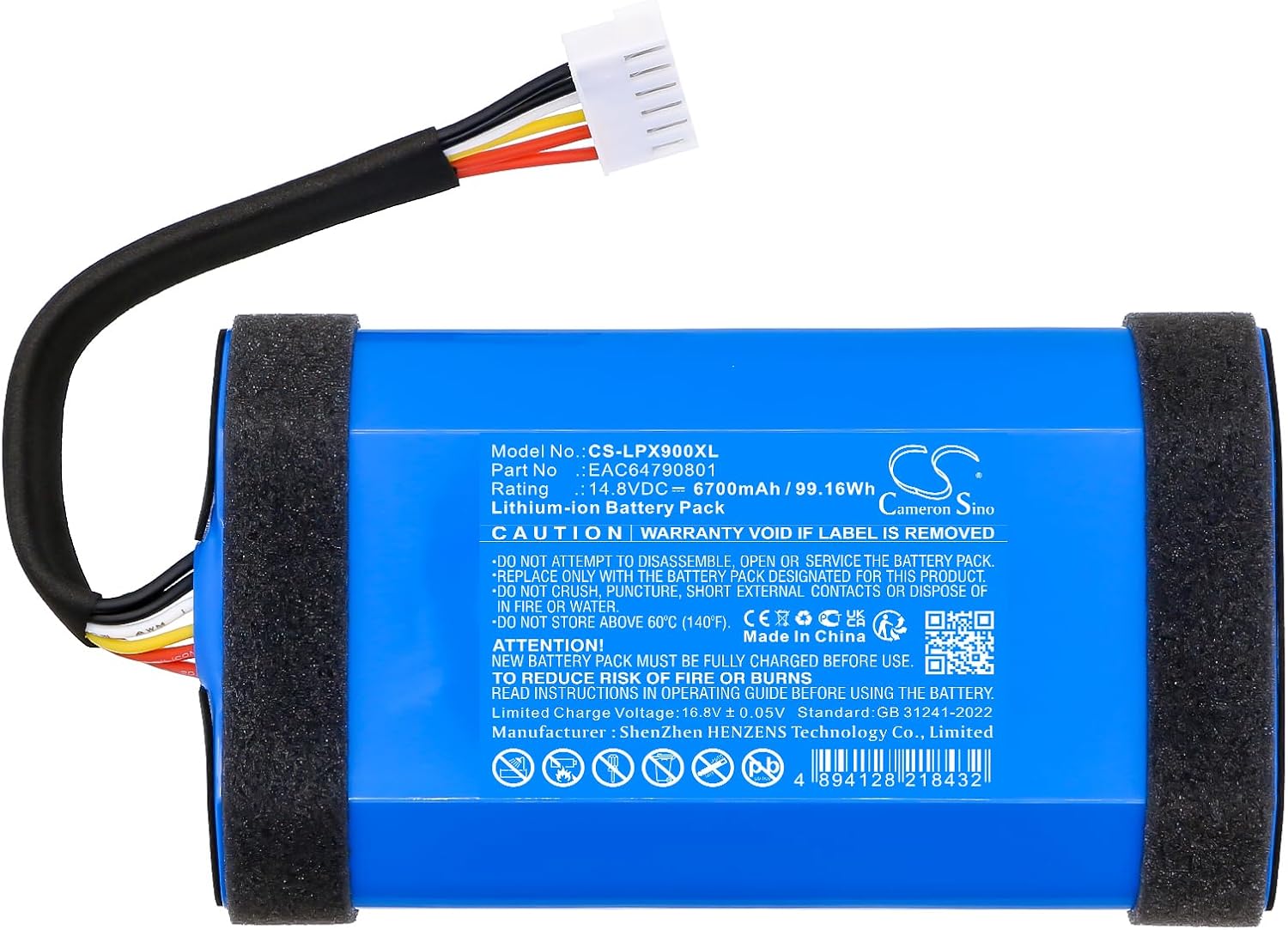 Battery for XBOOM Go XG9, XG9QBK.ABRALLB, XG9QBK.ABRALLK, XG9QBK.DEUSLLB, XG9QBK.DEUSLLK PN: EAC64790801, IBA007GA 6700mAh / 99.16Wh