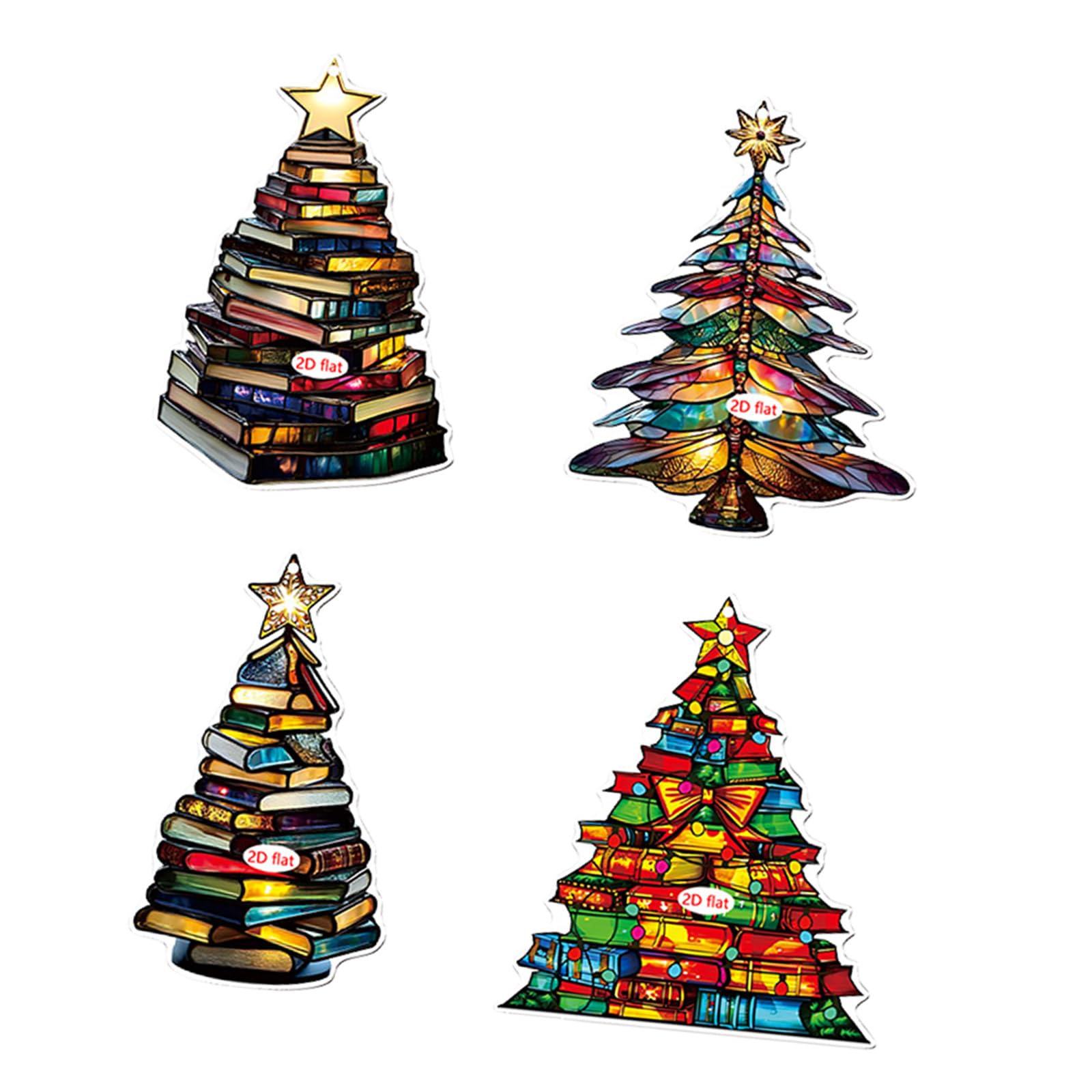 Kalttoy 4PCS Christmas Tree Ornaments with Hanging Cords Shatterproof Acrylic Decorations for Safe Family Holidays Celebration Holiday Hanging Ornaments
