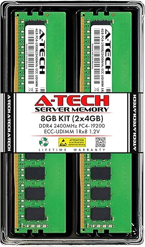A-Tech 8 GB (2 x 4 GB) RAM para servidores en rack ASUS RS100-E9-PI2, RS200-E9-PS2, RS200-E9-PS2-F, RS300-E9-PS4, RS300-E9-RS4 | DDR4 2400MHz
