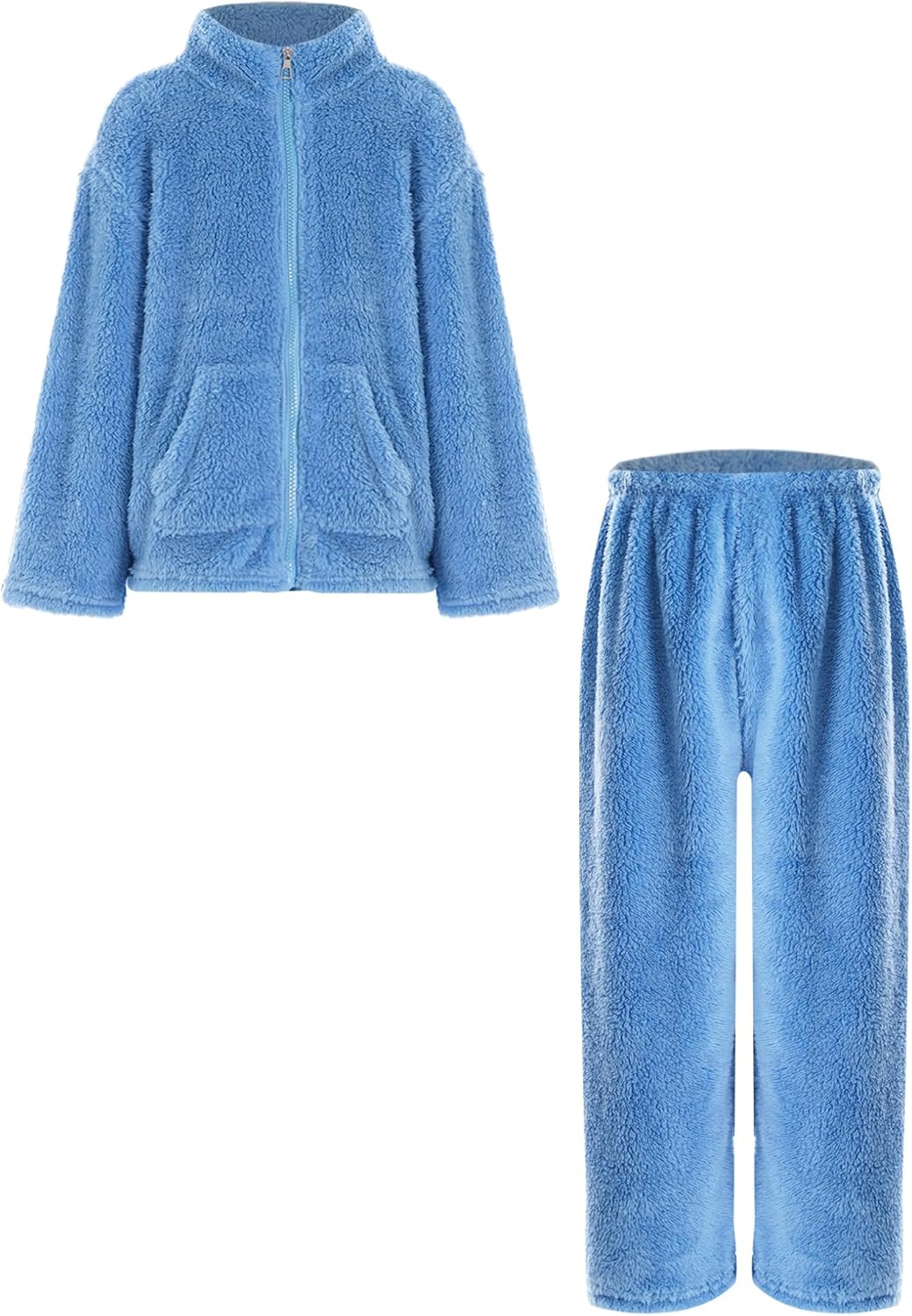 Kids Boys Girls 2 Piece Outfit Sweatsuit Full Zip Coat and Jogger Pants Set Winter WAM Clothes