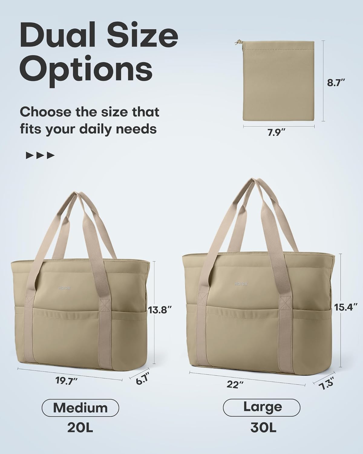 HOTOR Tote Bag for Women - Foldable Lightweight Tote Bags with Zipper, Large Shoulder Bag Top Handle Handbag for Travel, Work - Image 3