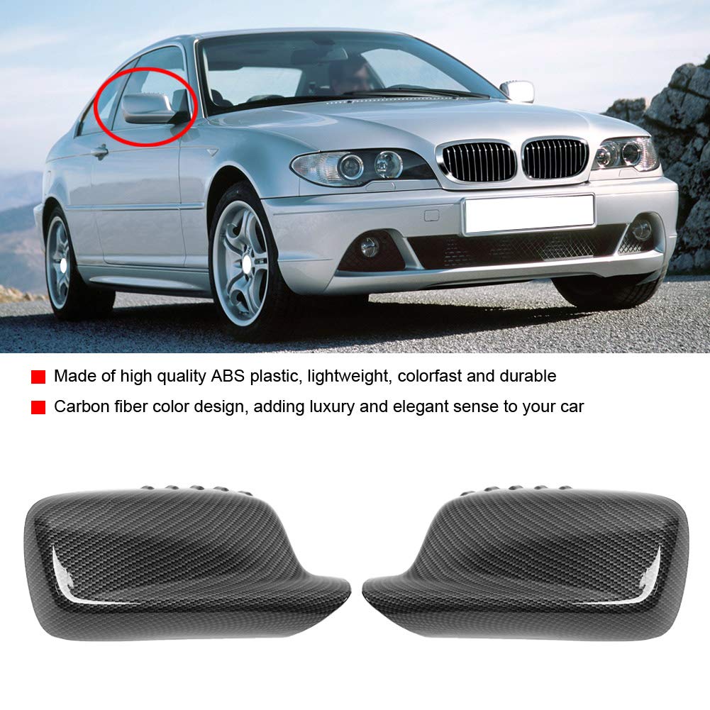 2 szt. Samochód Lusterko wsteczne Osłona Lewy Prawy Czarny Styl Z Włókna Węglowego Auto Zewnętrzne Lusterko Boczne Pokrywa dla 3ER E46 2000-2006 7ER E66 2002-2008