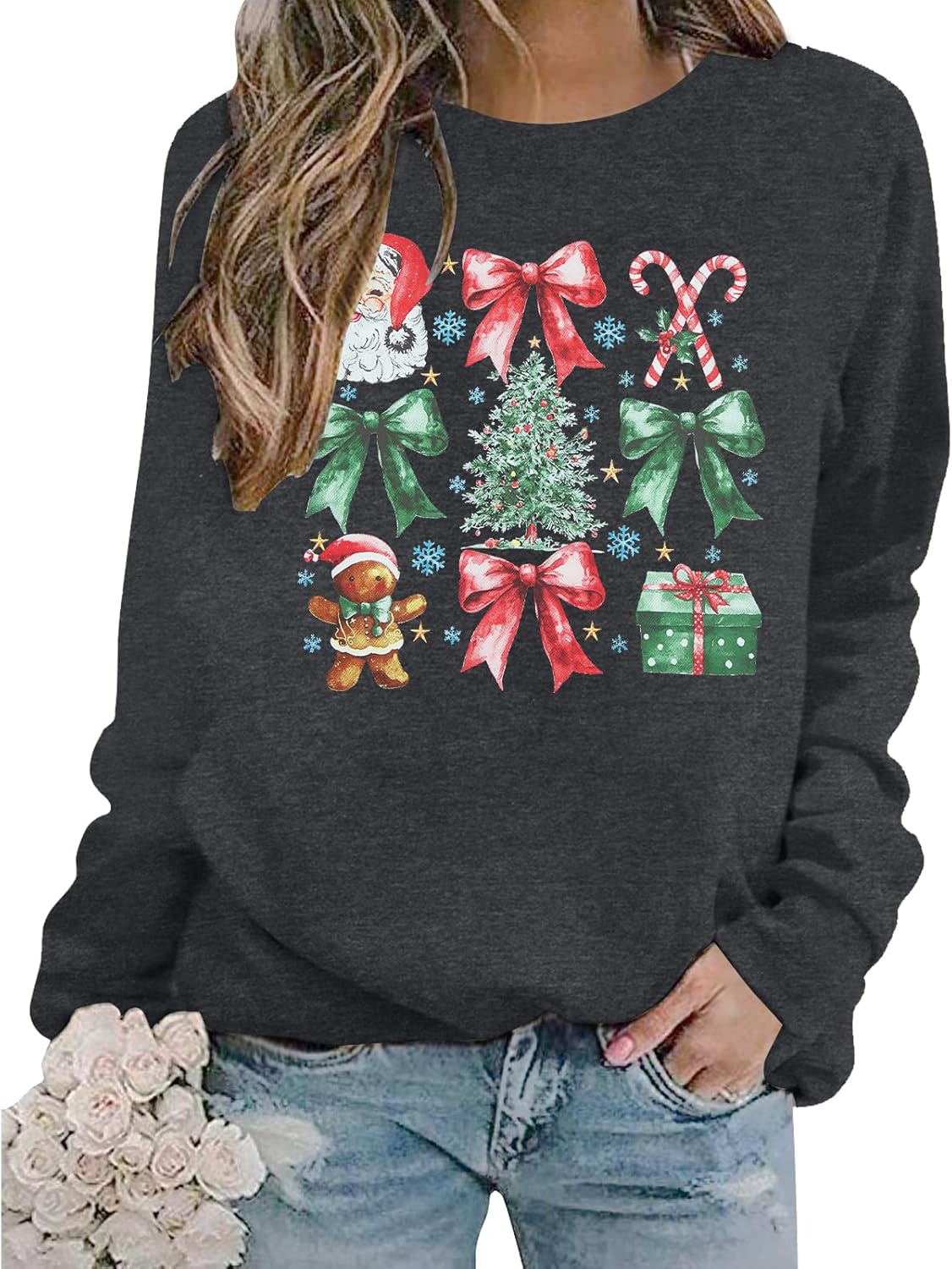 LUKYCILD Sleigh Sweatshirt Women Sleigh Girl Sweatshirt Casual Shirt Funny Long Sleeve Shirt