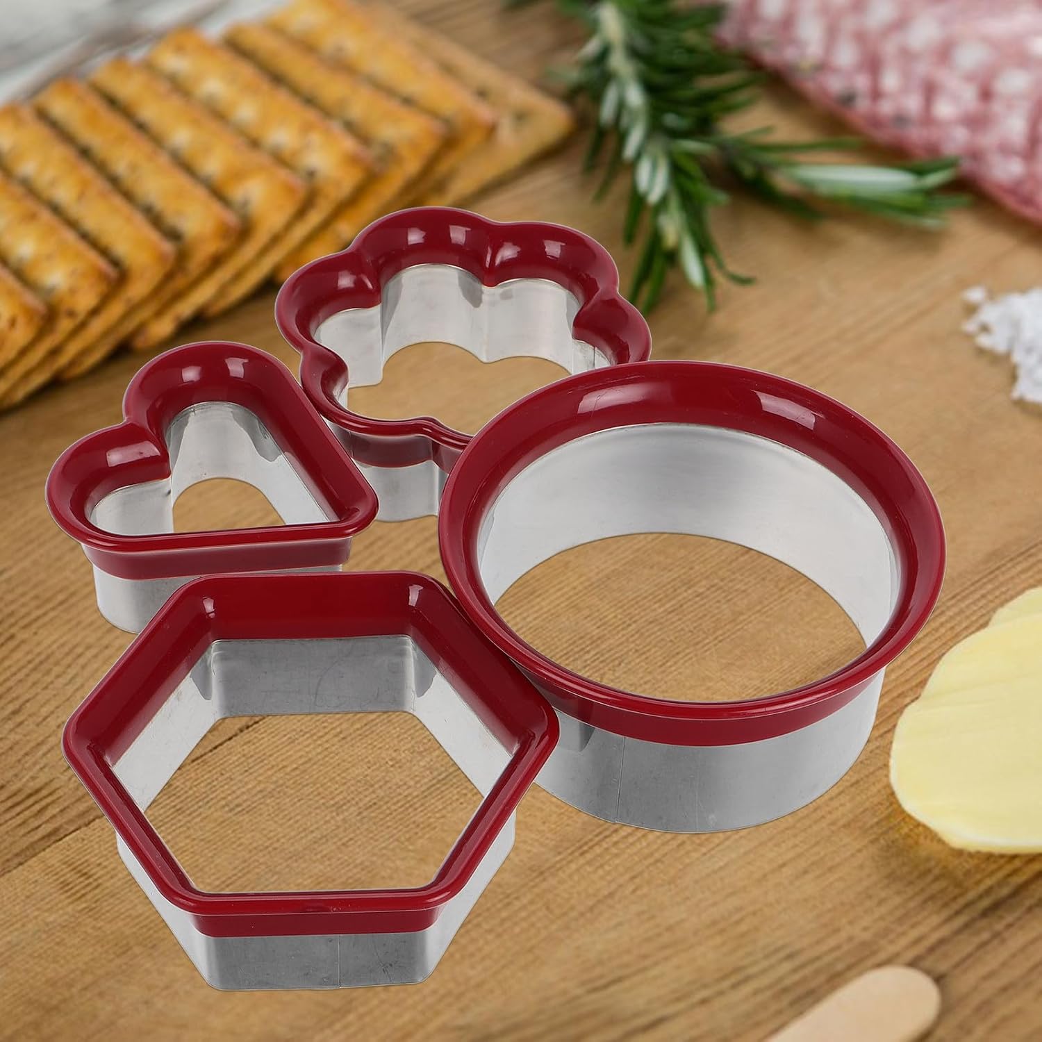 4pcs Sandwich Maker Cookie Stamp Mold, Stainless Steel