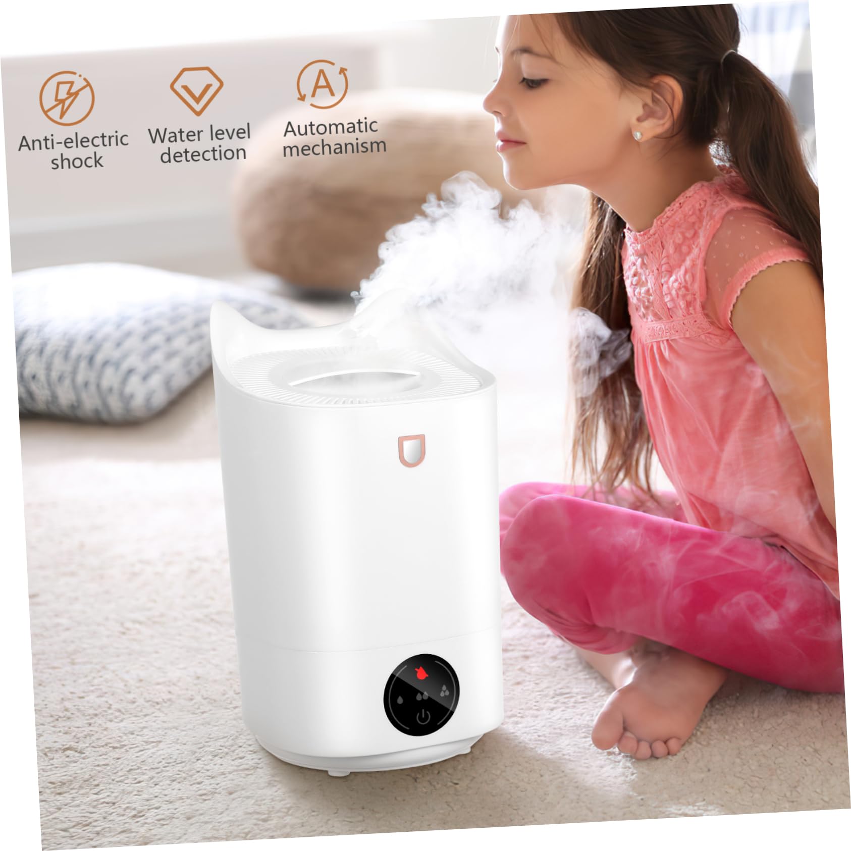 Umidificatore 3, 1 l Bianco in Plastica per Stanze Piccole | Funzionamento Silenzioso, Pannello Touch Intuitivo, Design Minimalista e Portatile