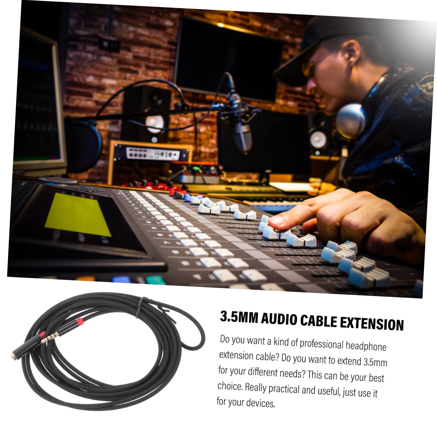OSALADI 5pièces Câble Audio Stéréo Rallonge Jack Pouce Compatible Ordinateur Écouteurs Pratique Et Fiable avec Support Microphone