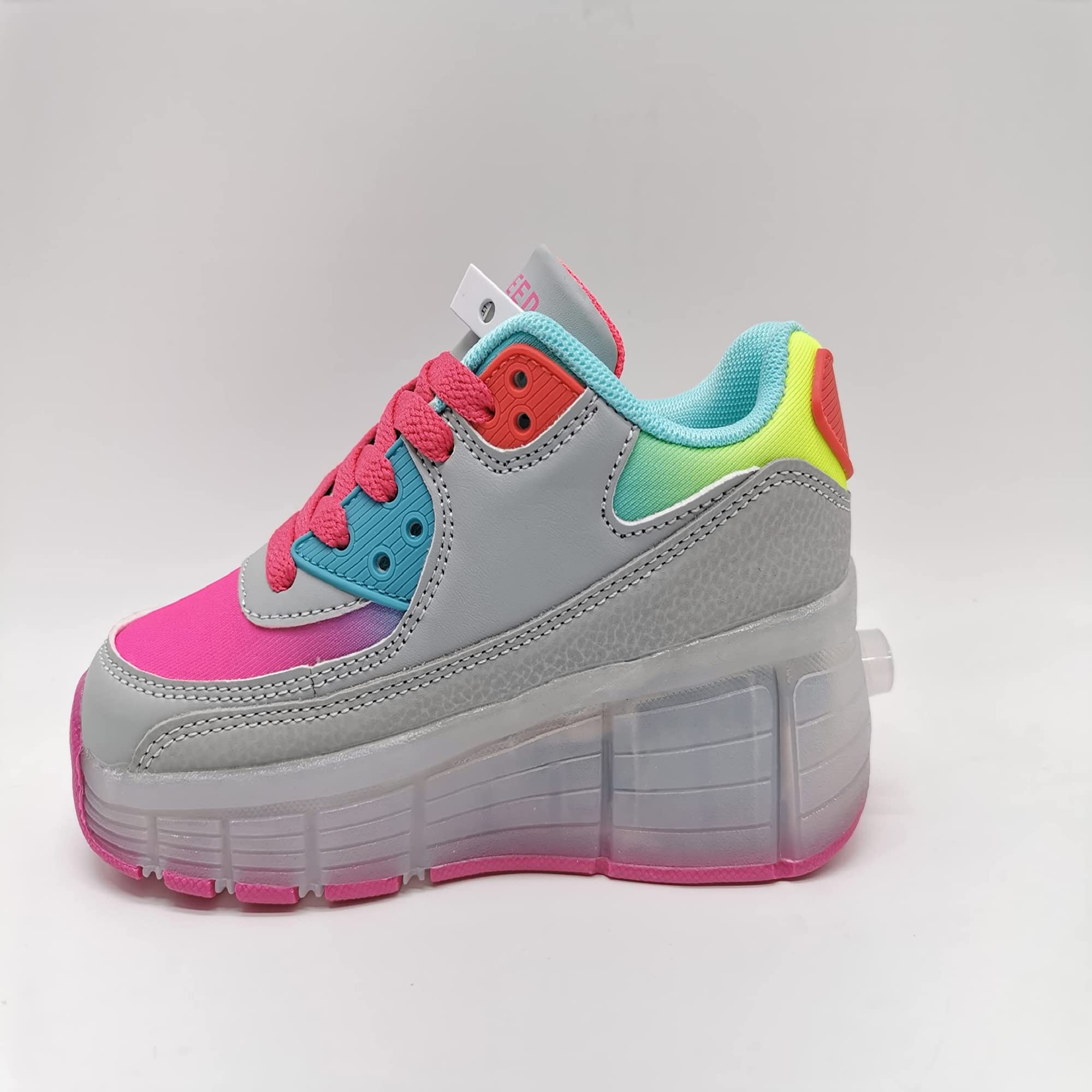 SDSPEED Kids Roller Skate Shoes With Single Wheel - LED Light Up Sport Sneakers