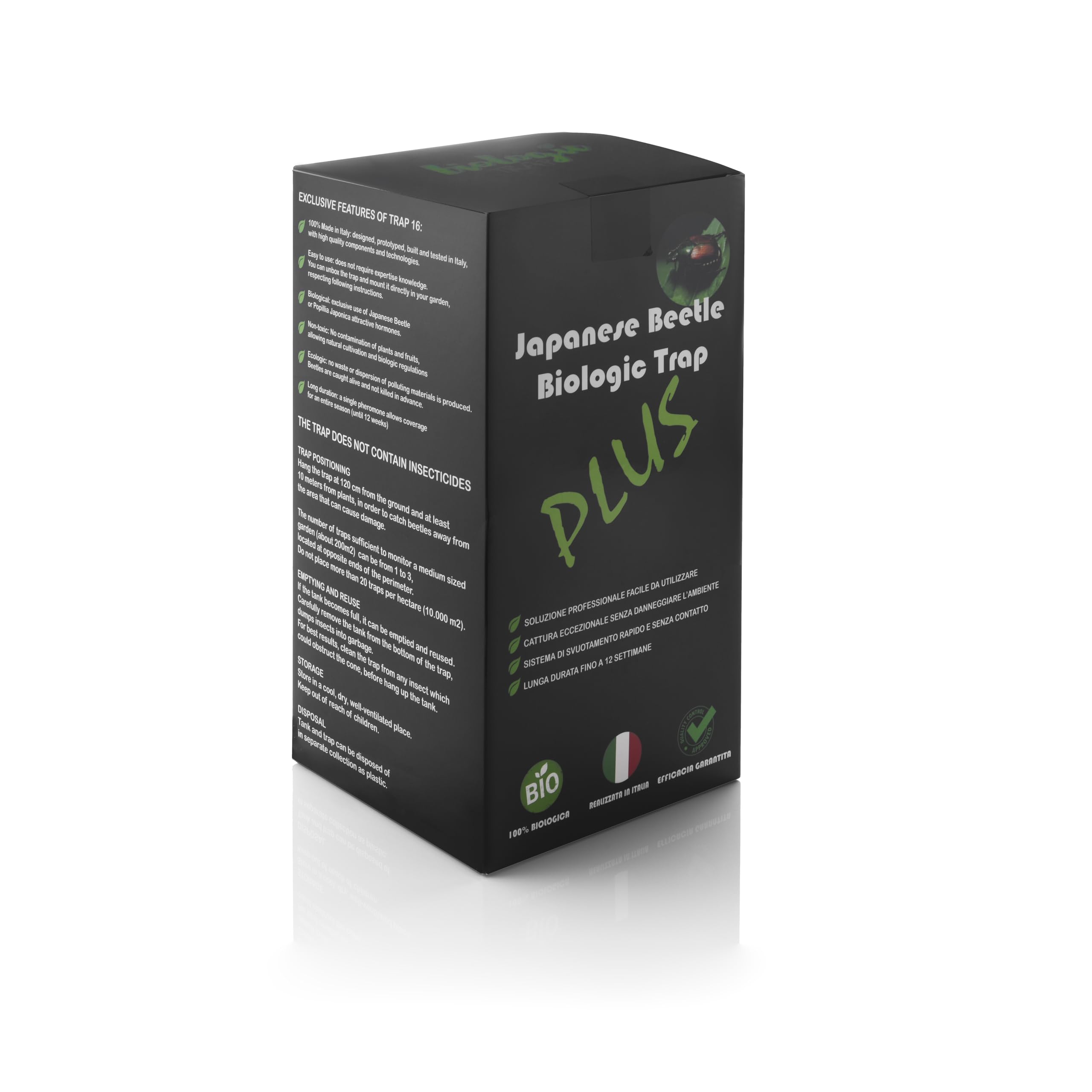 BIOLOGIC TRAP | 1 Trappola Popillia Japonica PLUS, 1 Ricarica di Super Bio Feromone, 1 Serbatoio, 2 Sacche Essicazione