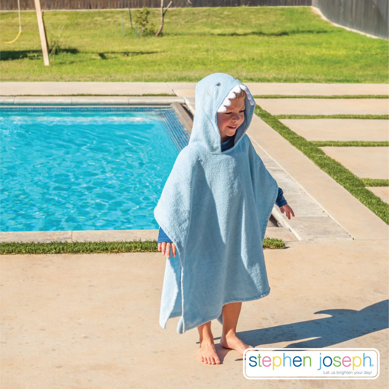 Stephen Joseph, Poncho de playa y baño, toalla con capucha 100% algodón para niños de 2 a 6 años, toalla de baño, piscina, playa, poncho de playa suave, absorbente, sol