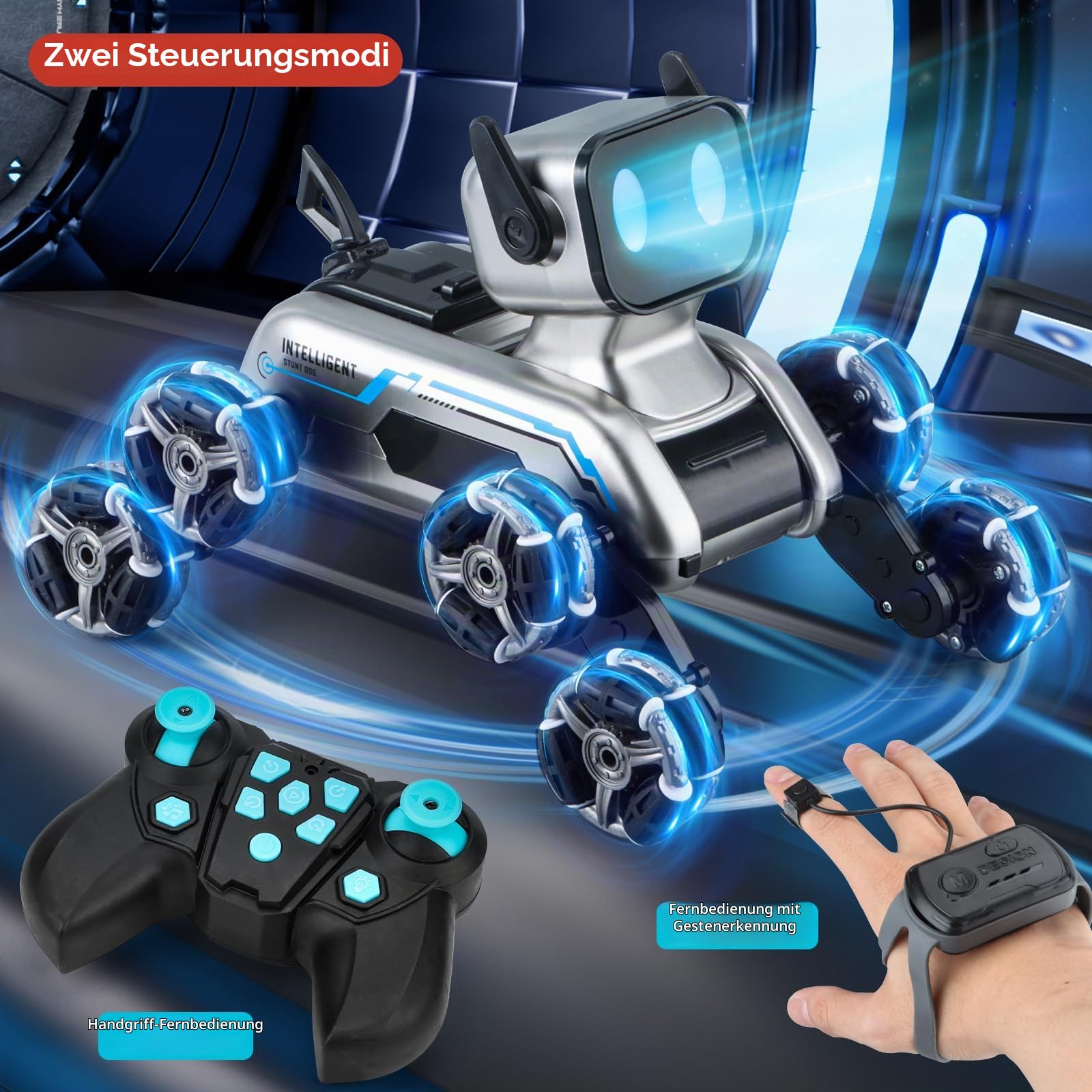 Ferngesteuertes Auto Spielzeug für Kinder ab 6 7 8 9 10 11 12 13 14 + Jahre, 8WD Gesture Sensor RC Roboter Stunt Car mit Licht, Musik, Geburtstag Weihnachten Geschenk Spielzeug für Jungen Mädchen
