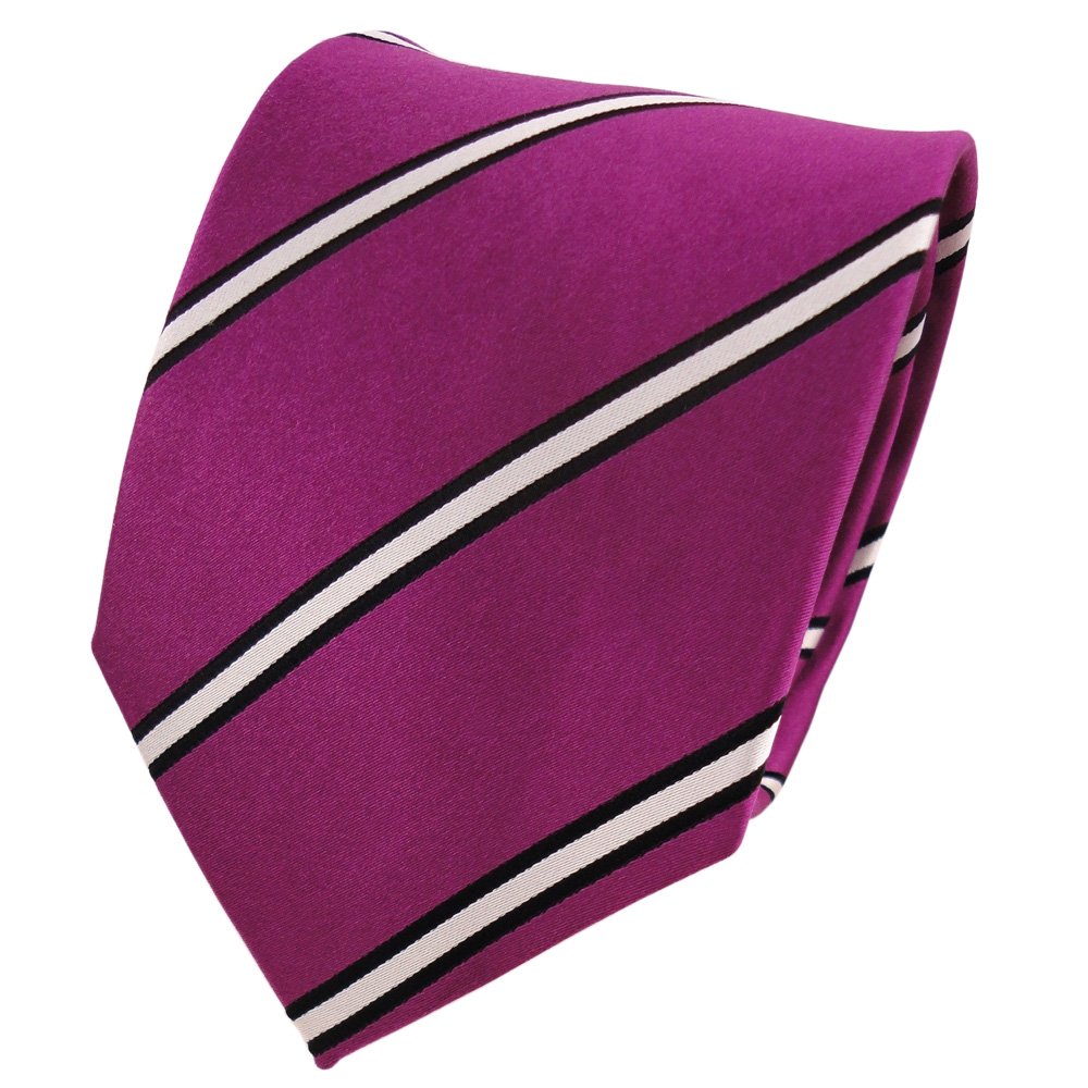 Cravatta in seta Tie - magenta purpur nero rosa striato
