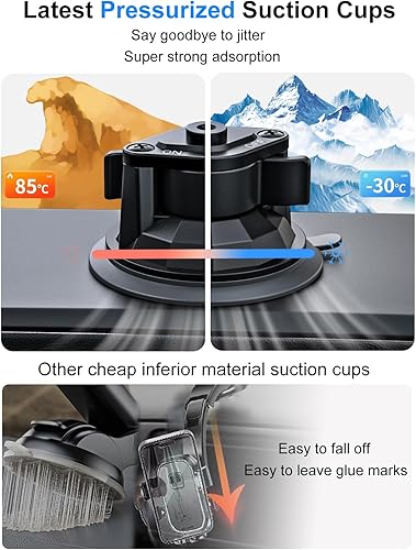 Miniatura 5 de Soporte doble resistente para tableta para coche/camión [brazo de metal] parabrisas de tablero de instrumentos de doble montaje para soporte de